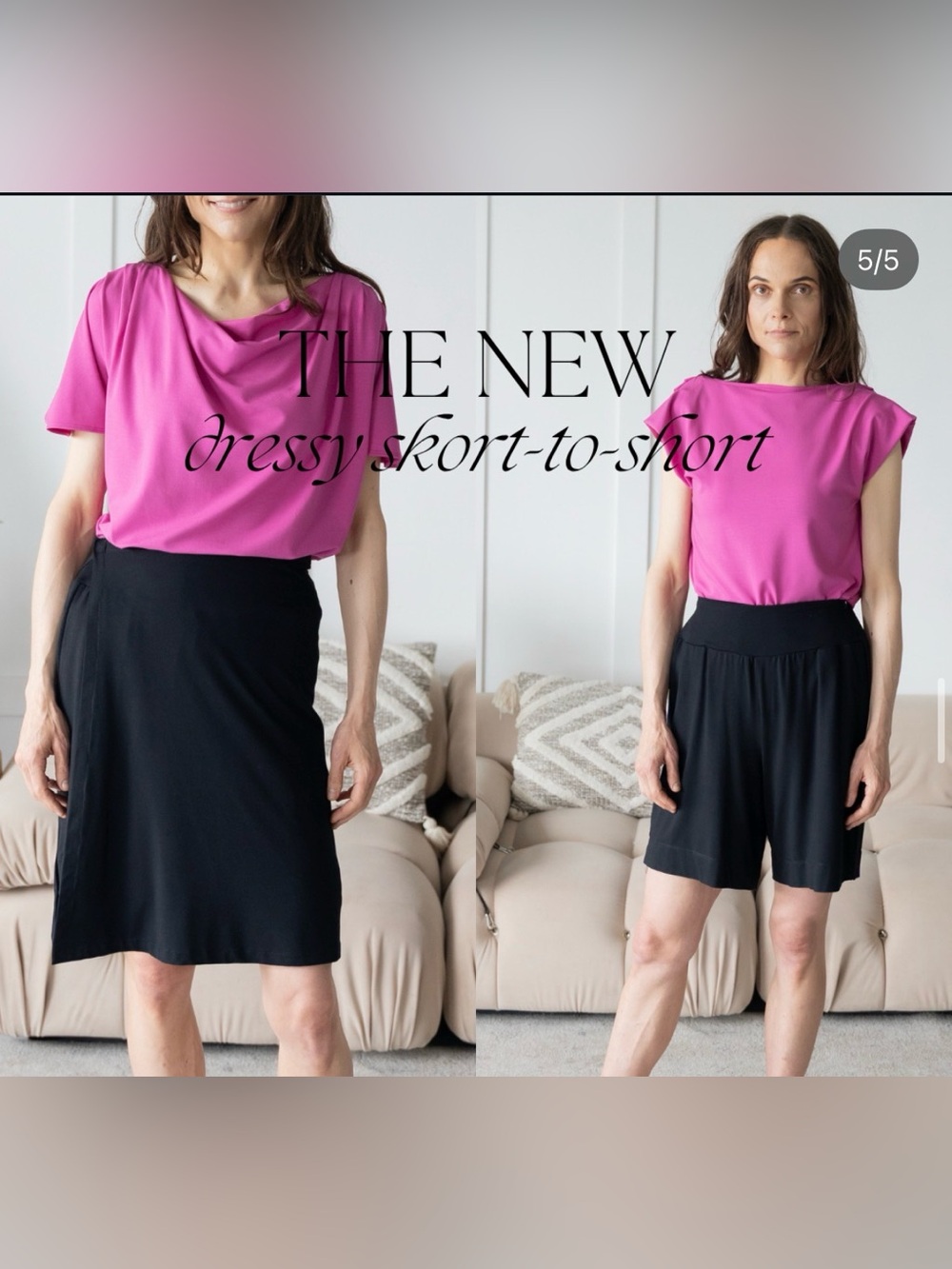Encircled Dressy Skort-to-Short in Black size Large NWOT